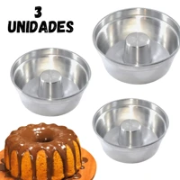 Imagem da promoção 3 Formas para Bolo com furo Mini 10, 12 e 14cm Torta Suíça Pudim bolo