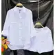 Moda Branca Camisa De Manga Comprida E Calção Conjunto De Duas em oferta