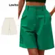 Shorts Plissados Liso com Bolsos para Mulheres em oferta