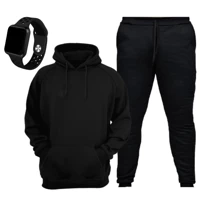 Imagem da promoção Kit Conjunto Moletom Canguru Capuz Bolso Calça Jogger Relogio Unissex