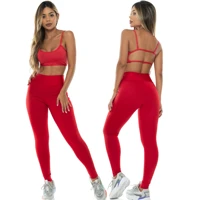 Imagem da promoção Conjunto Fitness Feminino Calça Legging Forrada E Top Costa Nua Gringa Zero Transparência 080+124