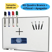 Imagem da promoção Lousa Branca Quadro Branco 60x40cm + 4 Pincel Marcadores + 1 Apagador Didática Média