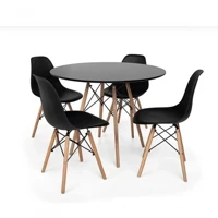 Imagem da promoção Mesa Jantar Eames Eiffel 90cm 4 Cadeiras Eames Eiffel Preta