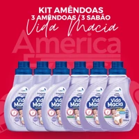 Imagem da promoção Kit Vida Macia 3 Amaciante Glicerina & Amêndoas + 3 Lava Roupas Vida Macia de 500mL