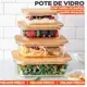 Potes de Vidro Com Tampa de Bambu Porta Mantimentos Organizador de Geladeira Marmita Vai ao Fo em oferta