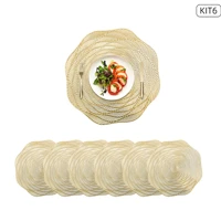 Imagem da promoção Kit 6 Jogo Americano Sousplat PVC Redondo Dourado Para Mesa de Cozinha Sala de Jantar