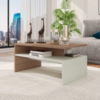 Imagem da promoção Mesa de centro 2 andares Giovana para sala decoração off White com freijo