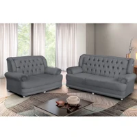 Imagem da promoção Conjunto de Sofá Finlândia 3 e 2 Lugares Suede Cinza