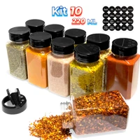 Imagem da promoção 10 Potes Temperos Condimentos Sal Parrilha 220ml Tampa Dupl