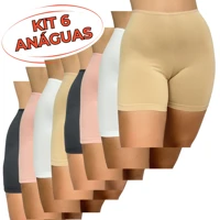 Imagem da promoção KIT 6 Anágua Short Segunda Pele Liso Feminina Básico
