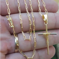 Imagem da promoção Corrente Igual a ouro 70cm E Cruz Banhados A Ouro 18k 2mm
