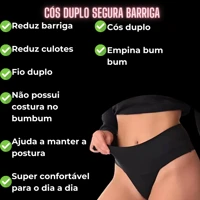 Imagem da promoção Kit 5 Calcinhas Cintura Alta Cós Duplo Fio Duplo Sem Costura no Bum bum Segura Barriga Fitness