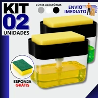 Imagem da promoção Kit 2 Dispenser de Detergente | Porta Sabão Líquido com Suporte Para Bucha e Esponja Limpeza Cozinha