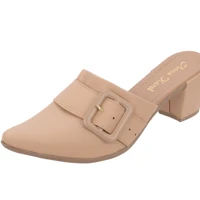 Imagem da promoção Scarpin Mule Salto Alto Grosso Luxo Bico Fino fivela cor