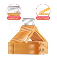 Imagem da promoção Kit 60 Cabides De Madeira Premium Marfim Para Roupas Calça Gancho Cromado