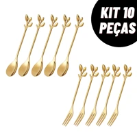Imagem da promoção Kit jogo 10 Peças Conjunto De Colher garfo Criativo De Aço Inoxidável Talheres De Ouro Para Café