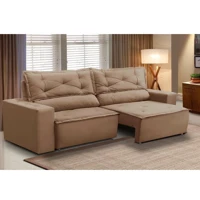 Imagem da promoção Sofá Retrátil e Reclinável 3 lugares com Molas 1,80m Livia Suede Cappuccino Adonai Estofados