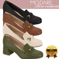 Imagem da promoção Sapato Modare Ultraconforto Feminino Napa Salto Bloco Baixo Medio Fivela Loafer Floather Original