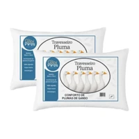 Imagem da promoção Kit 2 Travesseiros Pena De Ganso 70x50cm Toque Plumas