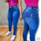 Calça Jeans Feminina Skinny Bigode com USD Elastano Cintura Alta Efeito Levanta Bumbum em oferta