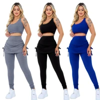 Imagem da promoção Conjunto Feminino Top + Calça Leg Saia Tapa Bumbum Suplex