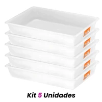 Imagem da promoção kit 5 BANDEJAS PLASTICAS 737 BRANCA PARA AÇOUGUE MULTIUSO 7.5 L