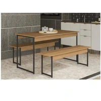 Imagem da promoção Mesa de Jantar 2 Bancos 4 Lugares Retangular - Freijó e Preto Industrial Kappesberg