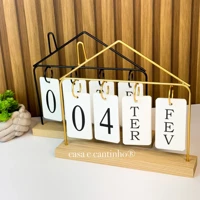 Imagem da promoção Calendário de Mesa Decorativo com Plaquinhas Preto Rose Dourado Permanente Escritório