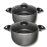 Imagem da promoção Kit Jogo Panela Plus 2 peças Tamanho Grande 22 e 24 cm Antiaderente + Tampa de Vidro