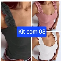 Imagem da promoção Kit com 03 Blusas Alcinha Franzida
