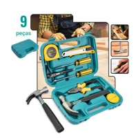 Imagem da promoção Kit Maleta Ferramentas 9 Peças – Martelo, Alicate, Chave, Trena Portátil