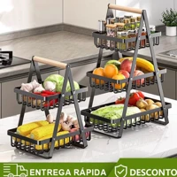 Imagem da promoção Cesta de frutas em arame com 2 e 3 camadas de metal, suporte multiusos para armazenamento de frutas