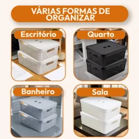 Imagem da promoção Kit 2 Caixa Organizadora com Tampa 11 Litros Cesto Grande em