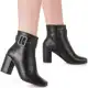 Bota Feminina Salto Alto Grosso Bico Quadrado Fivela Lateral e Zíper em oferta