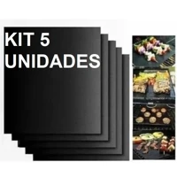 Imagem da promoção Kit 5 Tapetes Grelha Para Churrasqueira Forno Pizza Teflon Manta Grill