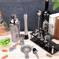 Imagem da promoção Kit de Coquetel Profissional com 26 Peças, Coqueteleira de 750 ml, Vem com suporte de acrílico, Coqu