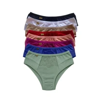 Imagem da promoção Kit c/ 5 Calcinha Cintura Alta Pós Parto Gestante Renda Lingerie Feminina Forro 100% Algodão