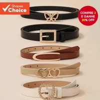 Imagem da promoção Pacote Com 5 Cintos Finos Fivela De Metal Feminino – Cós De