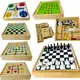 Jogo Tabuleiro 7 em 1 Xadrez Dama Jogo da Velha Ludo Trilha Dominó Resta 1 em oferta