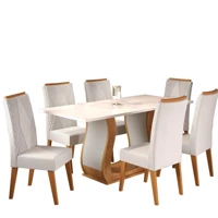 Imagem da promoção Mesa de Jantar Retangular Vitalic com 6 Cadeiras Madeira Maciça
