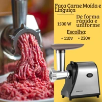 Imagem da promoção Máquina Moer Moedor De Carne Elétrico 500W Faz Linguiça Carne Frango 110V 220V