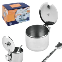 Imagem da promoção Açucareiro Inox Com Tampa E Colher Luxo Qualidade Top 200 Ml