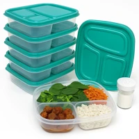Imagem da promoção Kit 12 marmitas de Plastico 3 Divisões 500ml e 250ml de alta Qualidade Cores Variadas