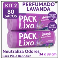 Imagem da promoção Sacos de Lixo Perfumados Lavanda | Kit 2 com 80 Sacos | Para Pia e Banheiro | 34x38cm | Neutraliza O
