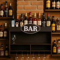 Imagem da promoção Bar Parede Adega Barzinho Suporte Vinho Taça Decoração Casa Mdf