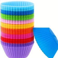 Imagem da promoção Conjunto 12/24/36 Peças Forma de Silicone Redonda para Cupcake de 7 cm para Assar Bolos