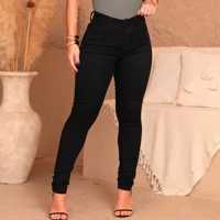 Calça Preta Jeans Feminina Com Elastano Cintura Alta Skinny em oferta