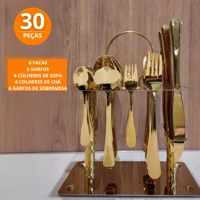 Imagem da promoção Conjunto De Talheres De Luxo Inoxidável 24pç e 30pç Com Suporte