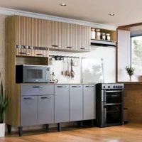 Imagem da promoção Armário De Cozinha Completo Com 10 Portas E 1 Gaveta Dora Compacto Cor Ripado Grafite Maxi Do Brasi