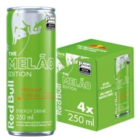 Imagem da promoção Pack de 4 latas Red Bull Energético, Melão Edition, Sabor Maracujá e Melão, 250ml cada